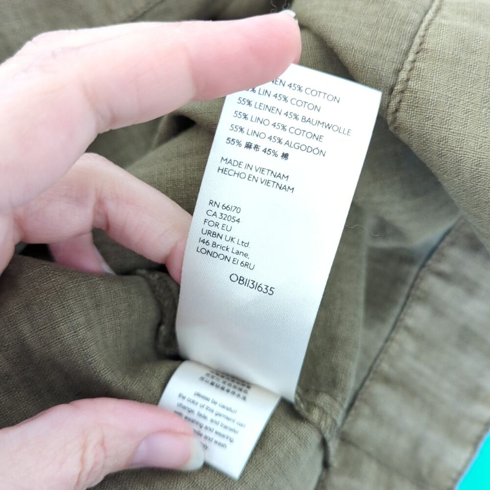Anthropologie Womens Army Green Kimber Tunic Shift Dress Linen Cotton Pockets XS - Picture 8 of 10